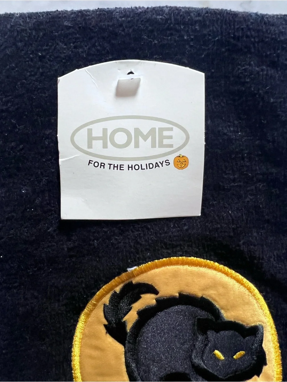 Vintage Target Halloween Hand Towel Black Scaredy Cat Full Moon and Pumpkins